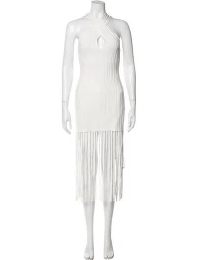Pre-owned Milly Halterneck Long Dress In White