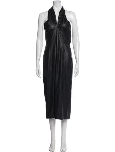Pre-owned Milly Halterneck Midi Length Dress In Black