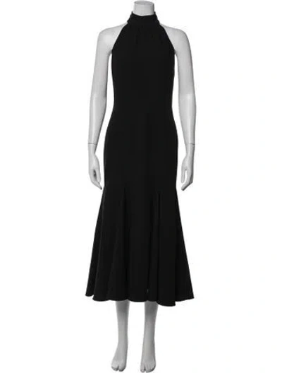 Pre-owned Milly Halterneck Midi Length Dress In Black