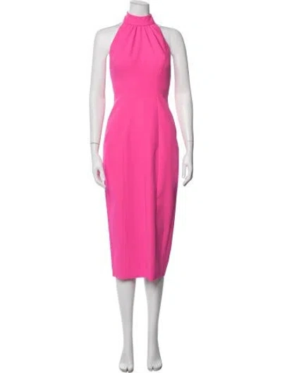 Pre-owned Milly Halterneck Midi Length Dress In Pink