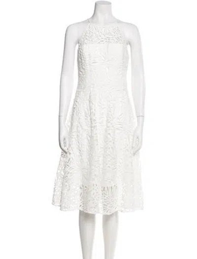 Pre-owned Milly Halterneck Midi Length Dress W/ Tags In White