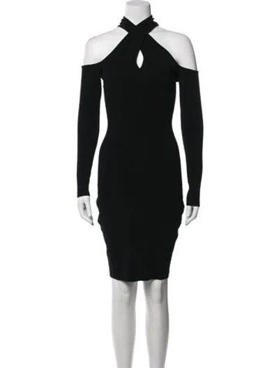 Pre-owned Milly Halterneck Mini Dress In Black