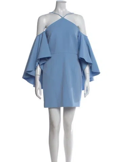 Pre-owned Milly Halterneck Mini Dress In Blue