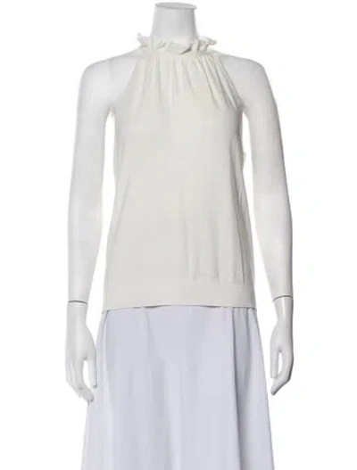 Pre-owned Milly Halterneck Sweater In White