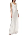 Milly Hammered Satin Cowl Neck Gown Maxi Dress In White