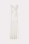 Milly Hammered Satin Cowl Neck Gown Maxi Dress In White