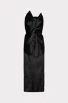 Milly Harlow Bow Taffeta Strapless Midi Dress In Black