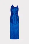 Milly Harlow Bow Taffeta Strapless Midi Dress In Blue