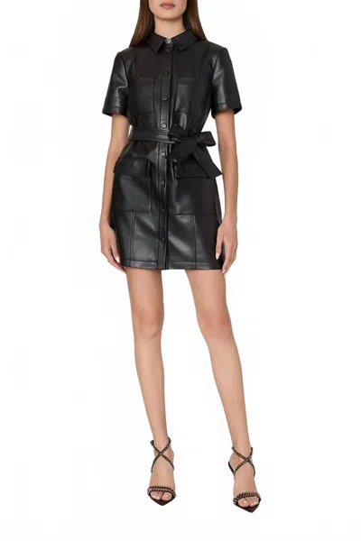 Milly Haven Vegan Faux Leather Mini Dress In Black