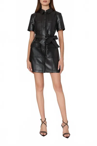 Milly Haven Vegan Leather Mini Dress In Black