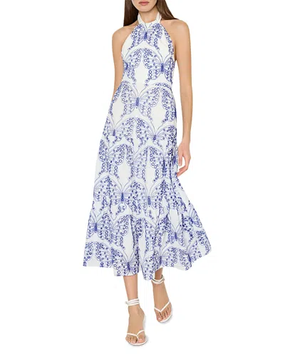 Milly Hayden Butterfly Eyelet Dress In White/blue