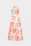 Milly Hayden Floraison Rouge Organza Midi Dress In Red