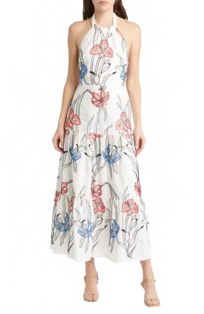 Milly Hayden Floral Embroidered Dress In White Multi