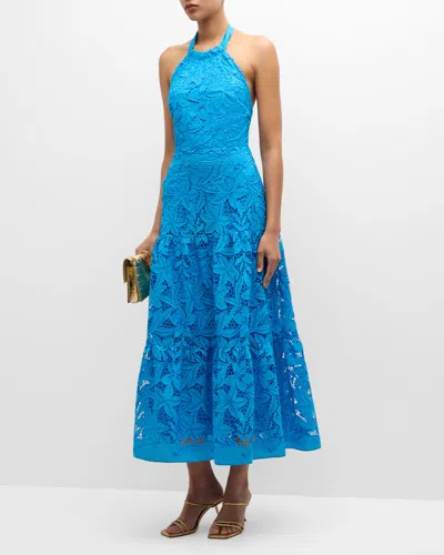 Milly Hayden Sequin-embellished Lace Midi Dress In Blue