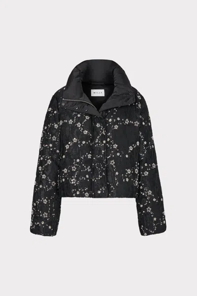 Milly Women's Hayes Beaded Puffer Crop Jacket In Black