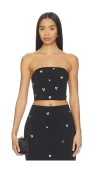 Milly Sharlee Heart Applique Tube Sleeveless Top In Black