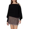 Milly Ida One-shoulder Crystal Tie Sweater In Black