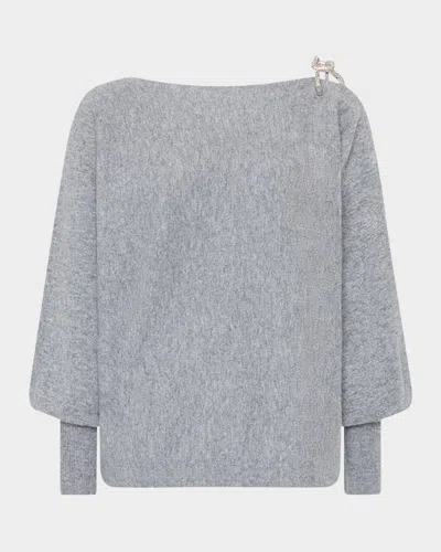 MILLY IDA CUTOUT EMBELLISHED-TIE SWEATER