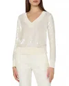 Milly Ilaria Sequin Sweater In Ecru