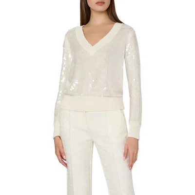 Milly Ilaria Sequin Sweater In Ecru