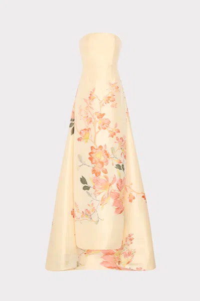 Milly Illy Dorothy Printed Taffeta Maxi Dress In Yellow