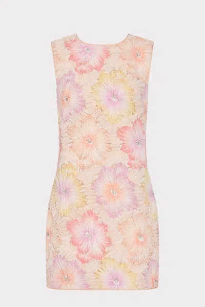 Milly Illy Ivette Floral Embroidered Mini Dress In Pink