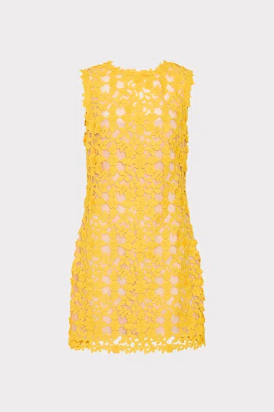 Milly Illy Ivette Lace Mini Dress In Yellow