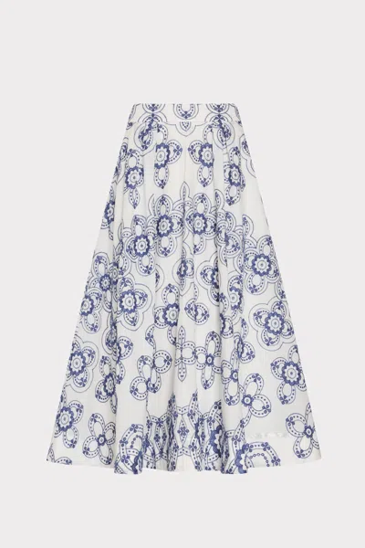 Milly Illy Juliet Embroidered Midi Skirt In Multi