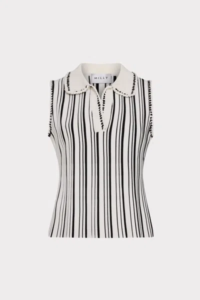Milly Illy Kaya Knit Sleeveless Top In White