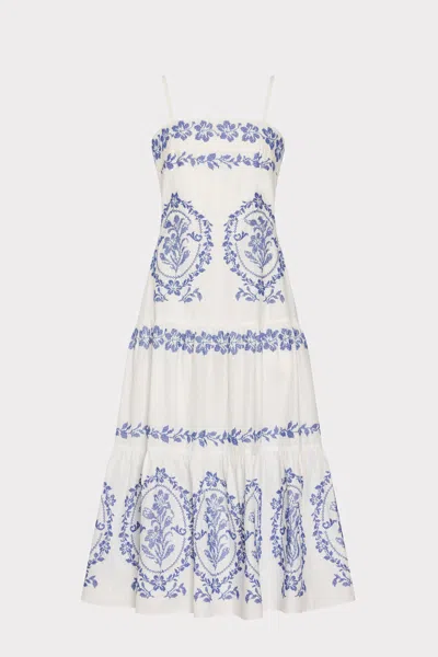 Milly Illy Lela Embroidered Midi Dress In White