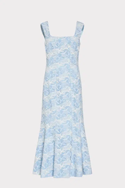 Milly Illy Meg Butterfly Lace Midi Dress In Blue