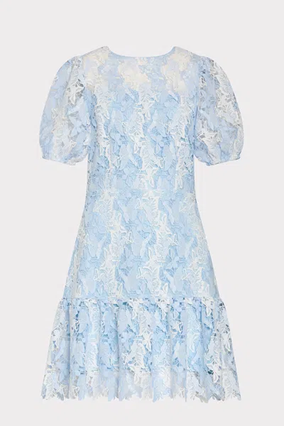 Milly Illy Yasmin Butterfly Lace Mini Dress In Blue