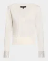 Milly Ilyse Crystal-cuff Wool And Cashmere Sweater In Ecru