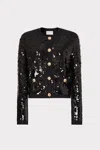 Milly Iman Sequin Knit Cardigan In Black