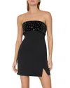 Milly Indy Crystal Embellished Mini Dress In Black/silver