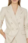 Milly Inez Double-breasted Vegan Leather Blazer In Beige
