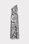 Milly Isley Chiffon Maxi Dress In Silver/black