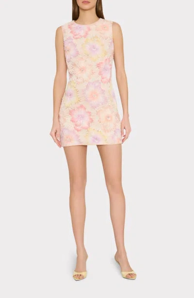 Milly Illy Ivette Floral Embroidered Mini Dress In Pink