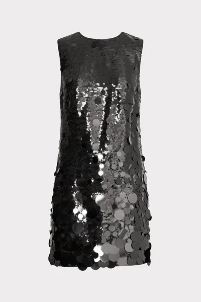 Milly Ivette Cascading Pailette Mini Dress In Black