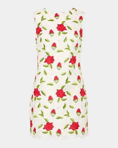Milly Ivette Embroidered Mini Dress In Multi