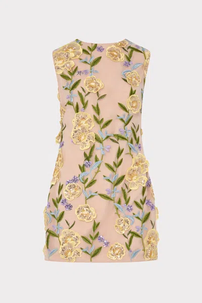 Milly Ivette Embroidered Sequin Mini Dress In Brown