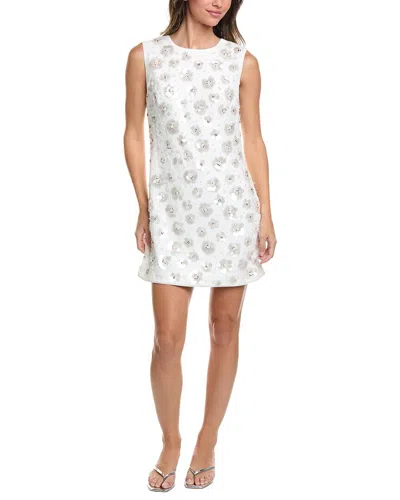 Milly Ivette Fleur Paillette Shift Dress In White