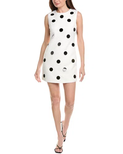Milly Ivette Polka Dot Paillette Sleeveless Mini Dress In White