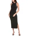 Milly Izel Crystal Halter Ribbed Midi Dress In Black