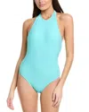 Milly Jackie Smocked Halter One-piece In Blue