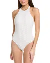 Milly Jackie Textured Waves Halter One-piece In White