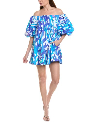 Milly Cabana Jamie Under The Sea Off The Shoulder Mini Dress In Blue