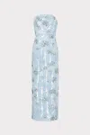 Milly Jasmine Sequins Strapless Maxi Dress In Blue