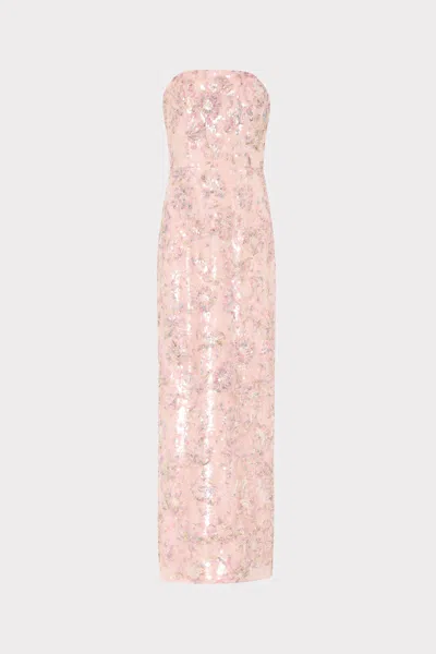 Milly Jasmine Sequins Strapless Maxi Dress In Multi