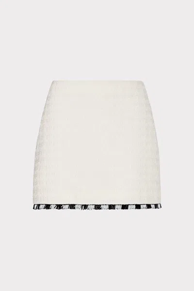 Milly Jayla Beaded Fringe Mini Skirt In Ecru